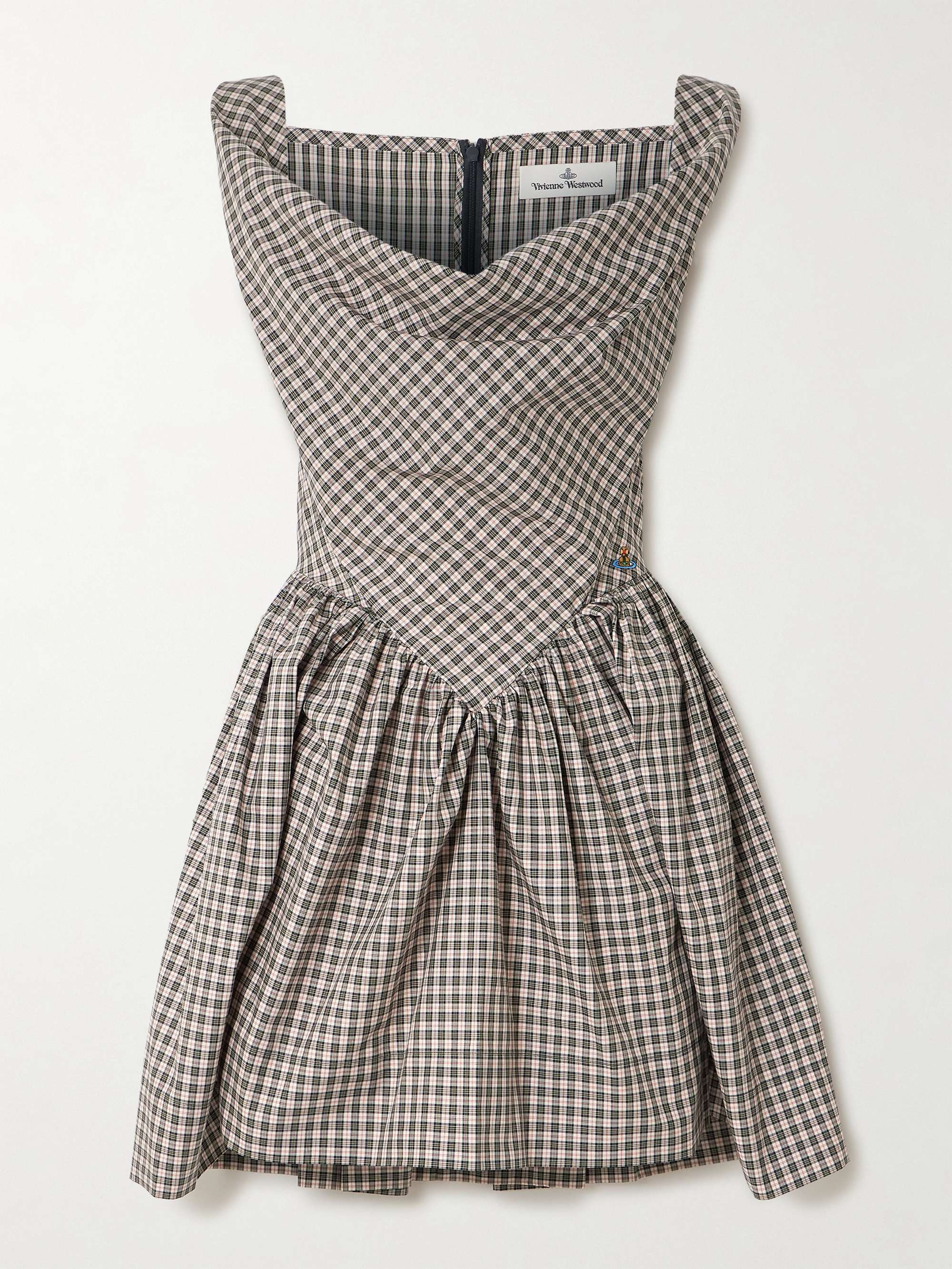 VIVIENNE WESTWOOD Mini Sunday draped pleated checked cotton-poplin