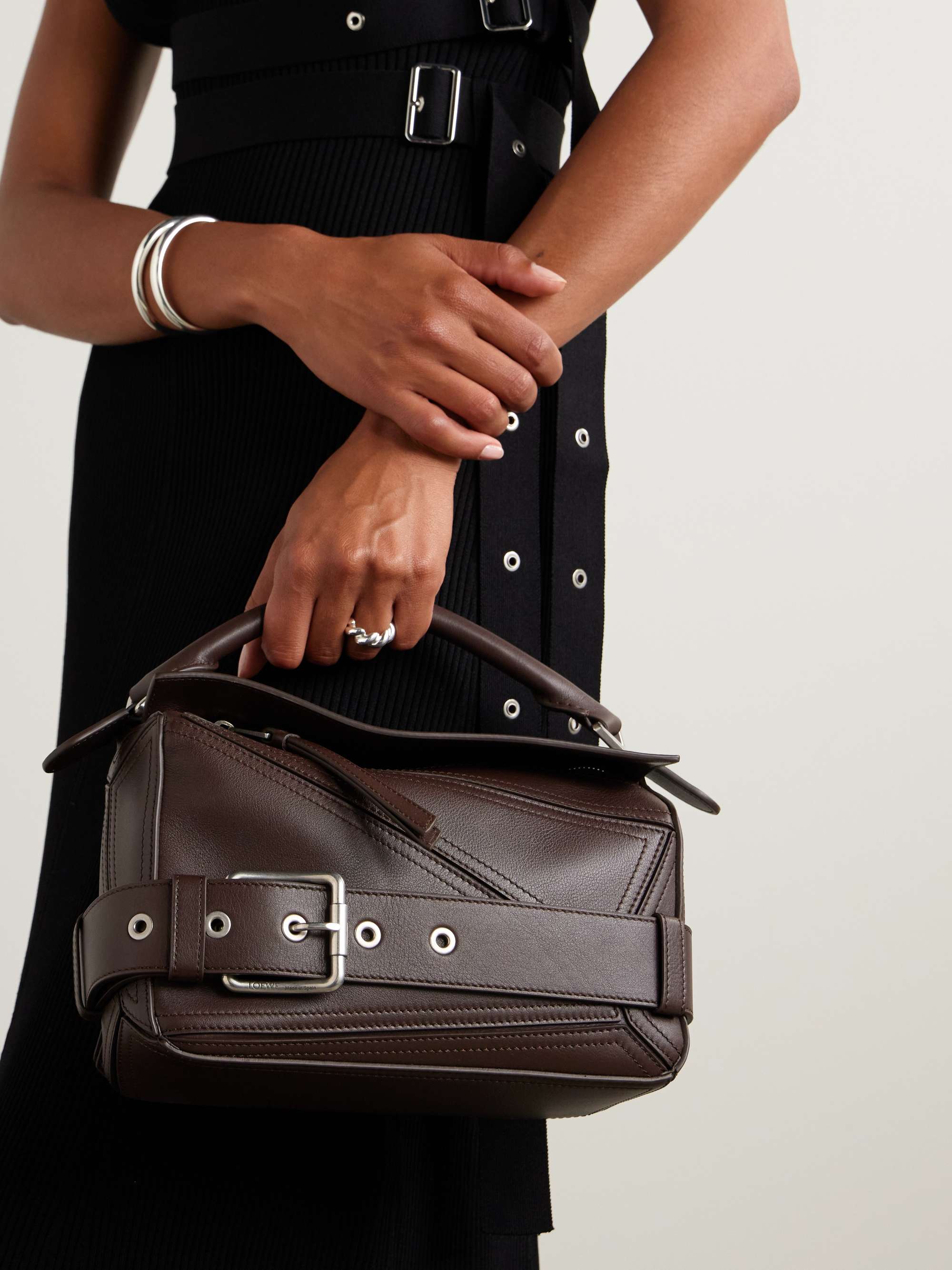 LOEWE Puzzle Biker small belted leather tote | NET-A-PORTER