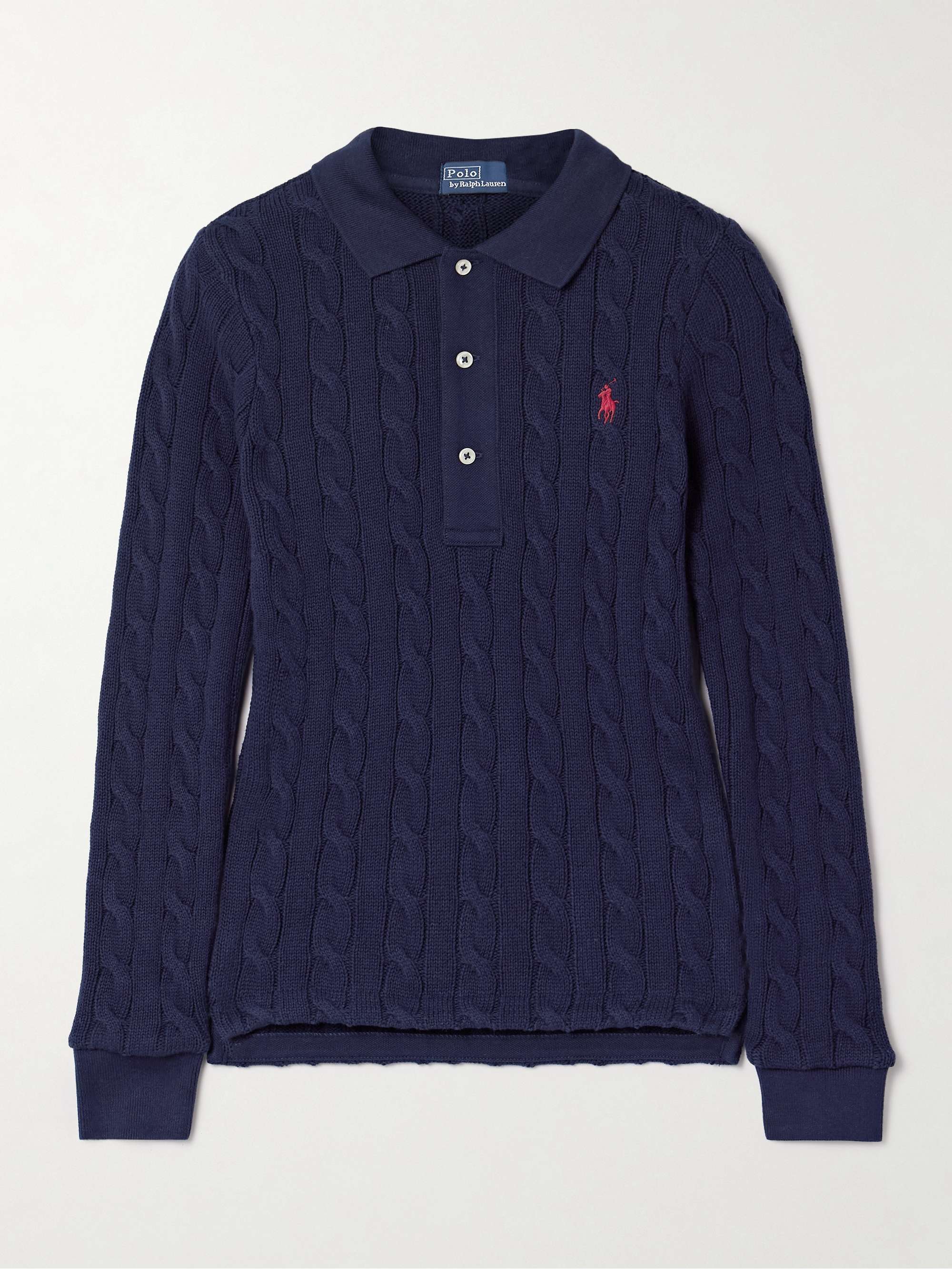 POLO RALPH LAUREN Cable-knit cotton polo sweater | NET-A-PORTER