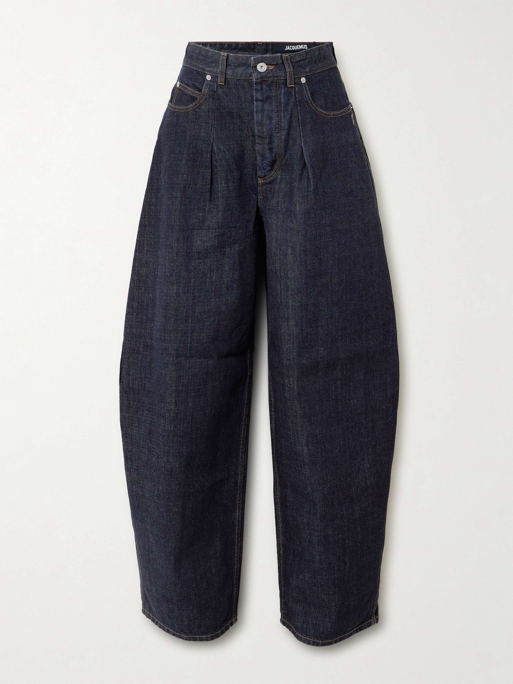 JACQUEMUS The Ovalo de-Nîmes pleated high-rise barrel-leg jeans