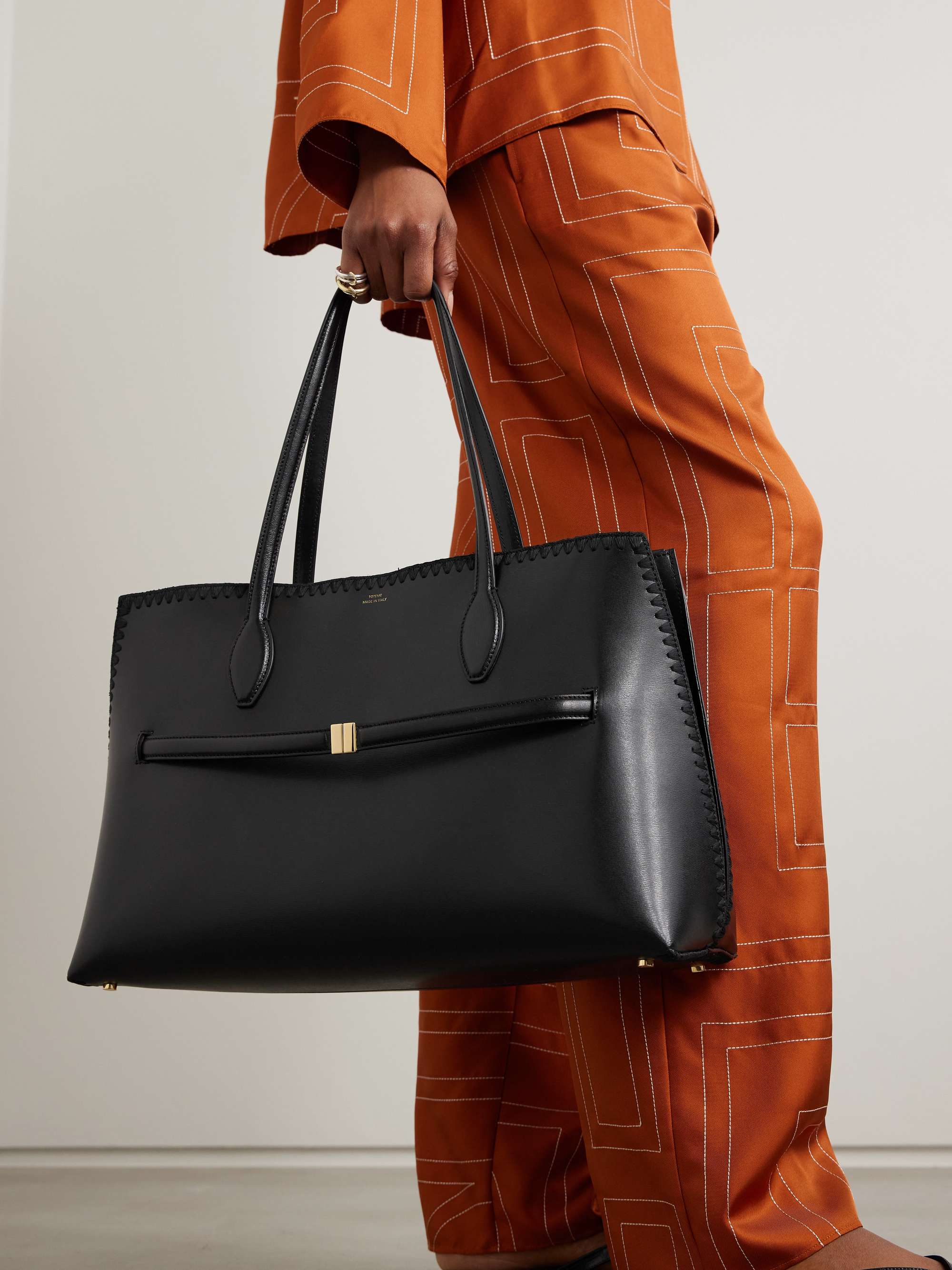 TOTEME Lounge belted whipstitched leather tote | NET-A-PORTER