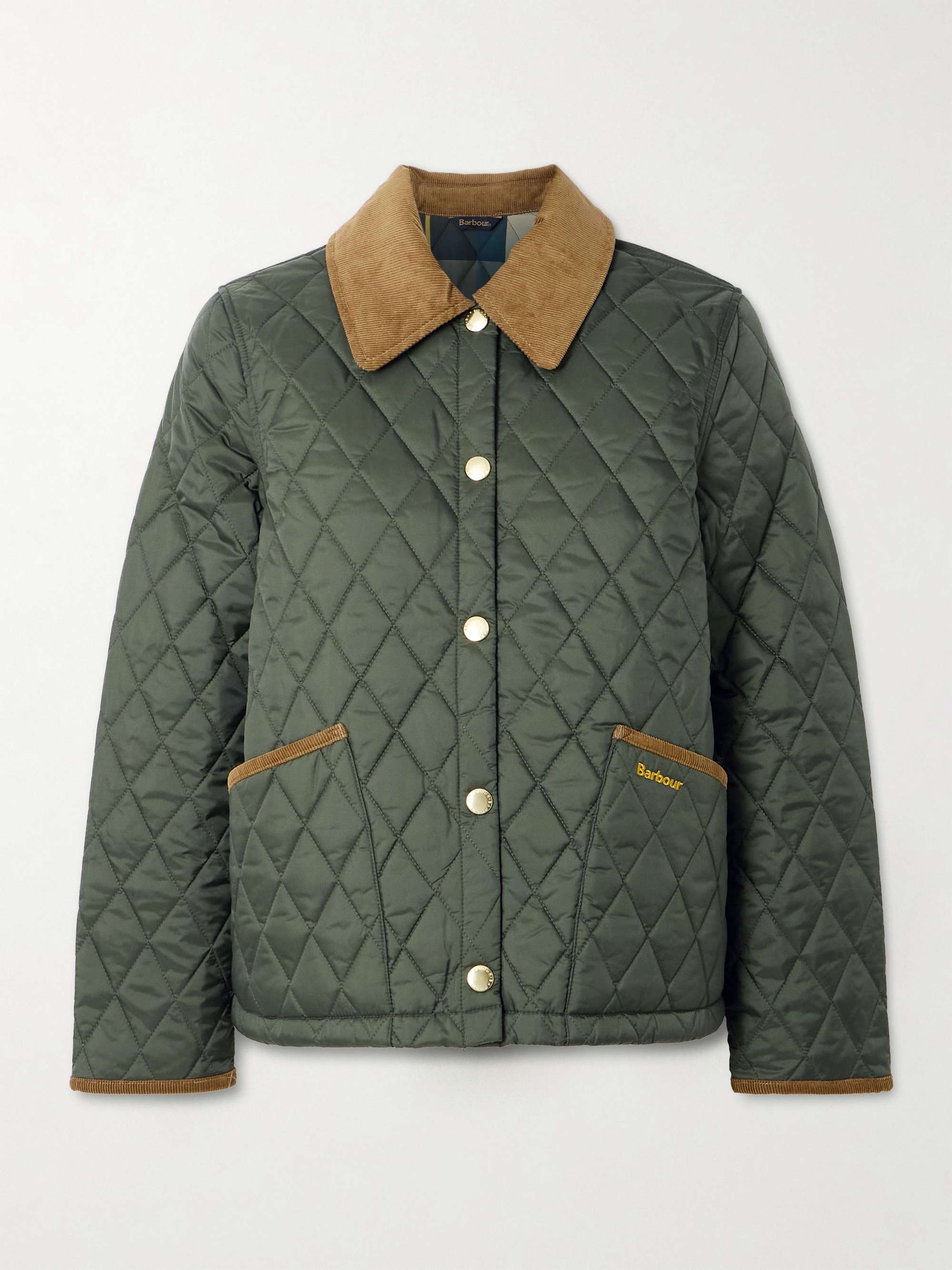 BARBOUR Liddesdal corduroy-trimmed quilted shell jacket | NET-A-PORTER