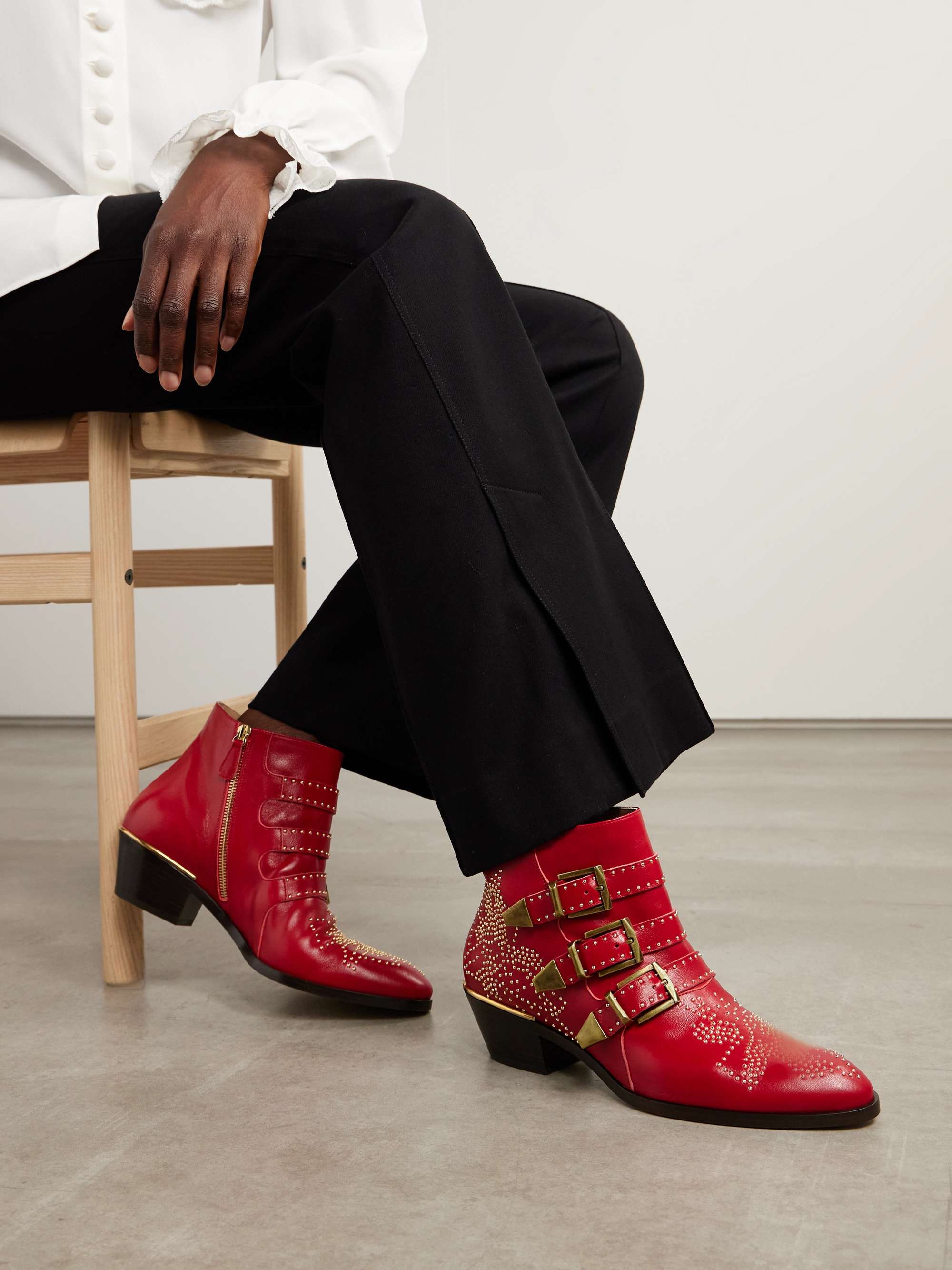 CHLOÉ Susanna studded leather ankle boots | NET-A-PORTER