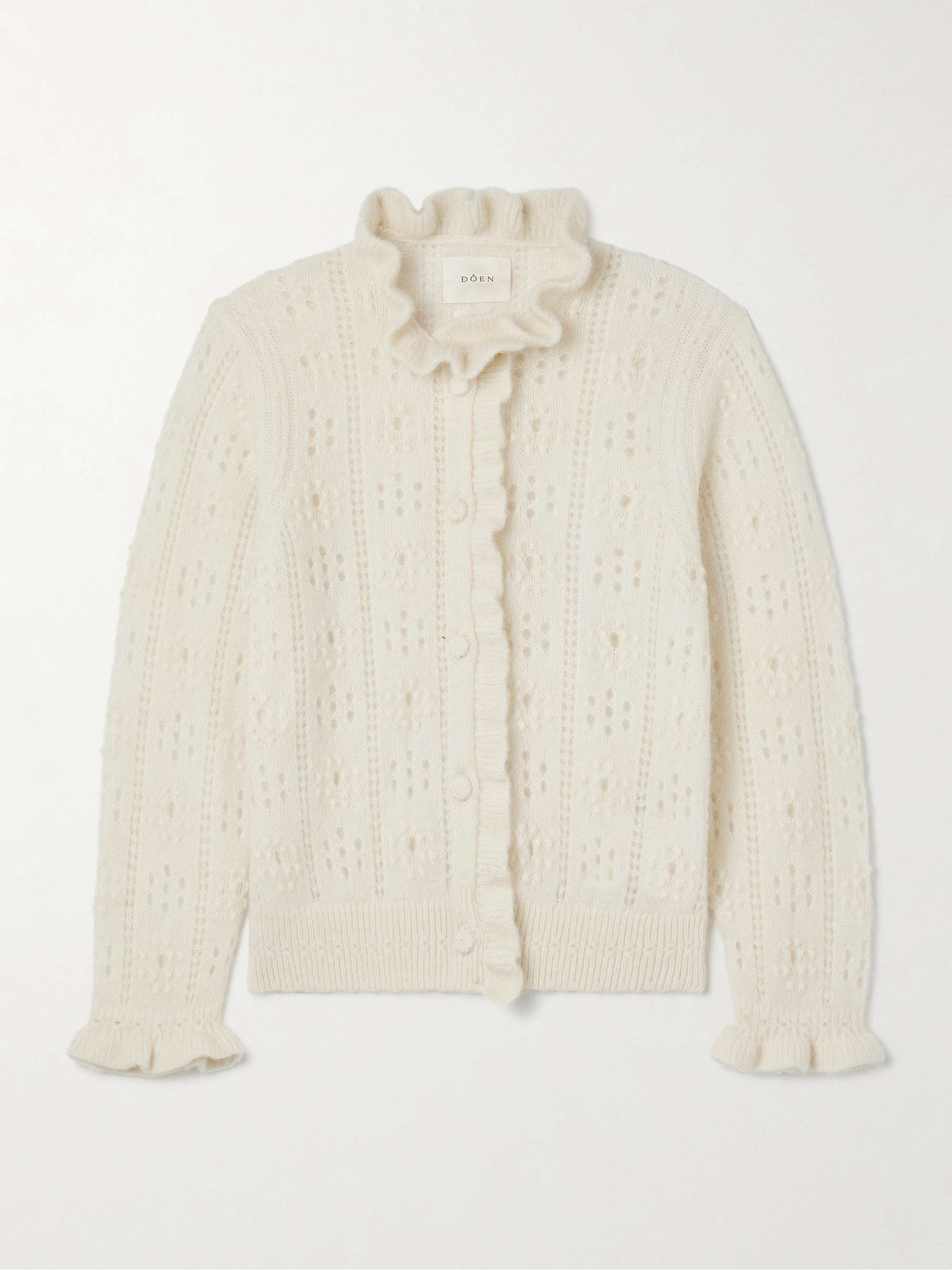 DÔEN Claudie ruffled pointelle-knit alpaca-blend cardigan | NET-A