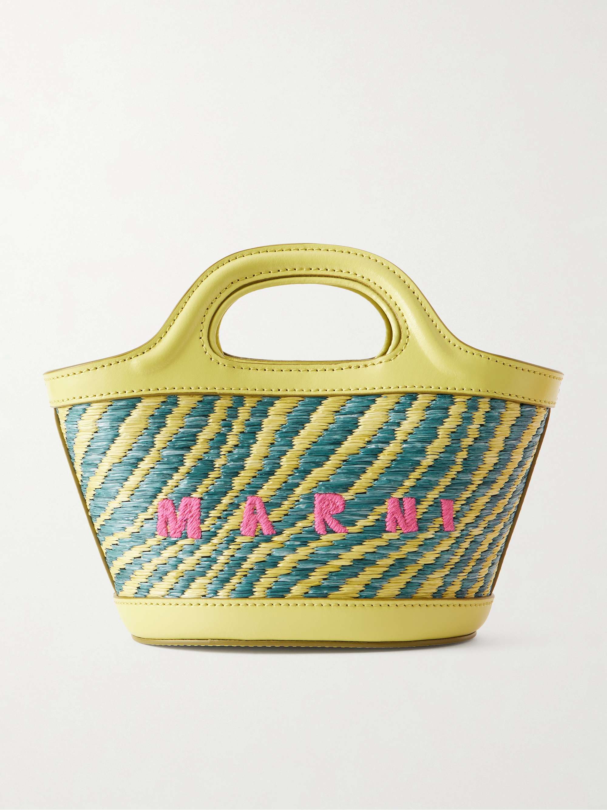 MARNI Tropicalia micro leather and embroidered faux raffia tote