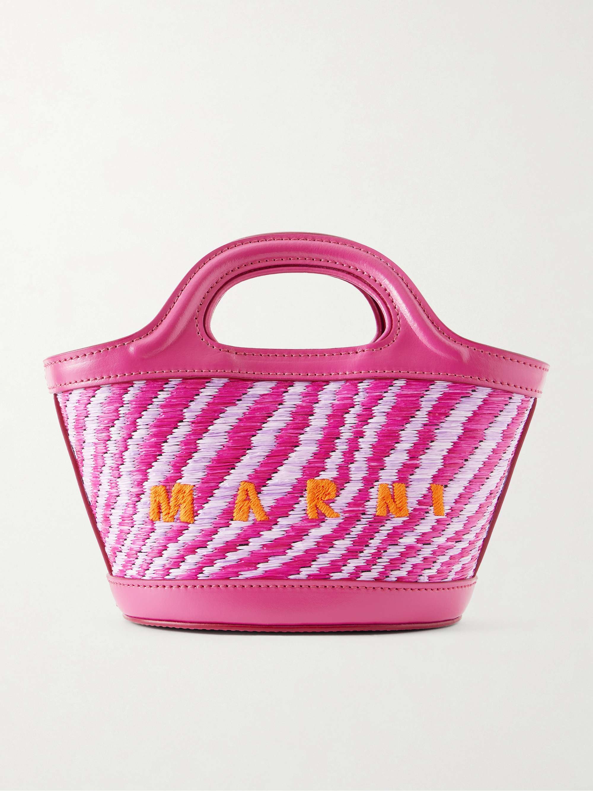 MARNI Tropicalia micro leather and embroidered faux raffia tote