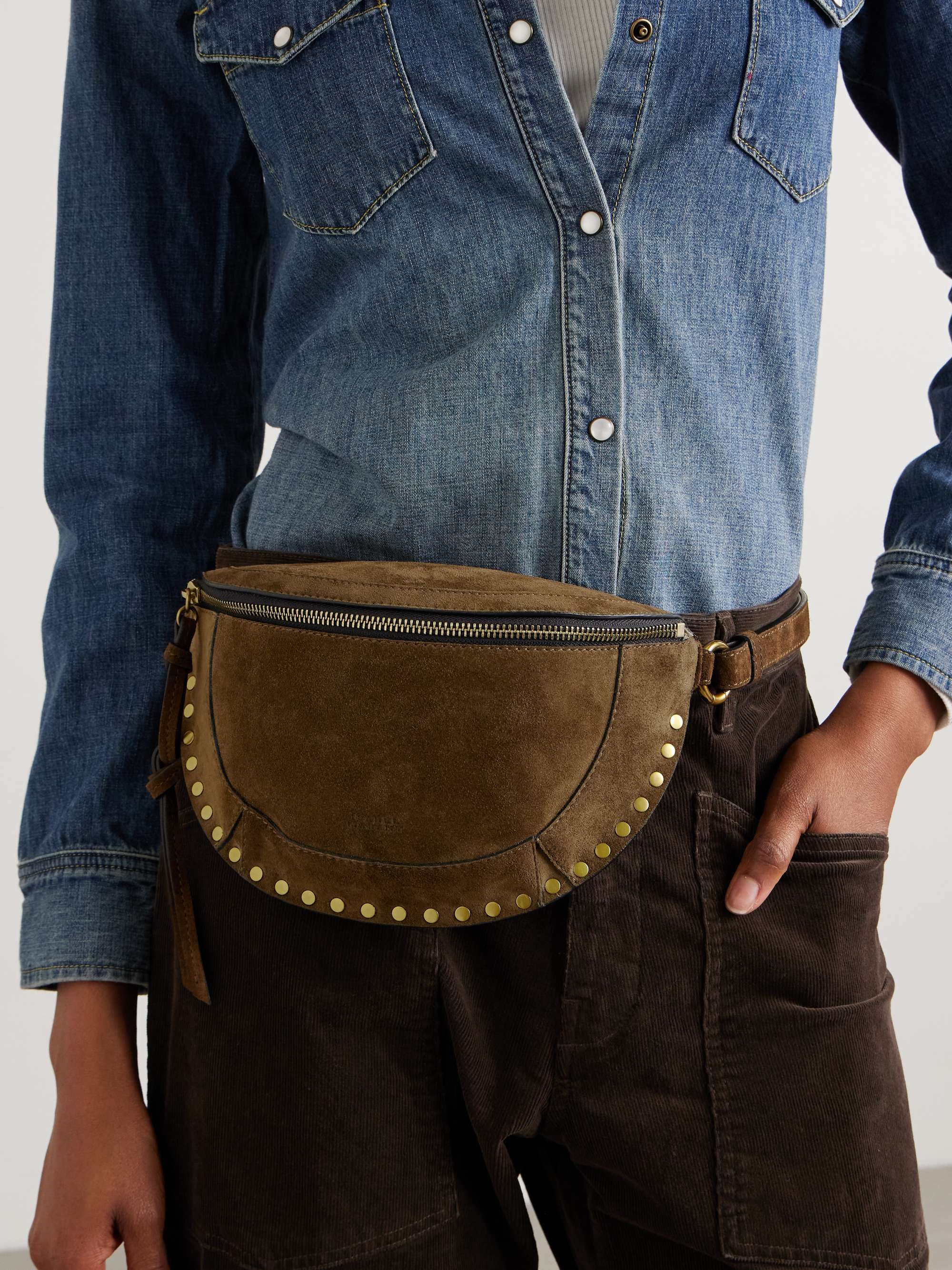 ISABEL MARANT Skano studded suede belt bag | NET-A-PORTER