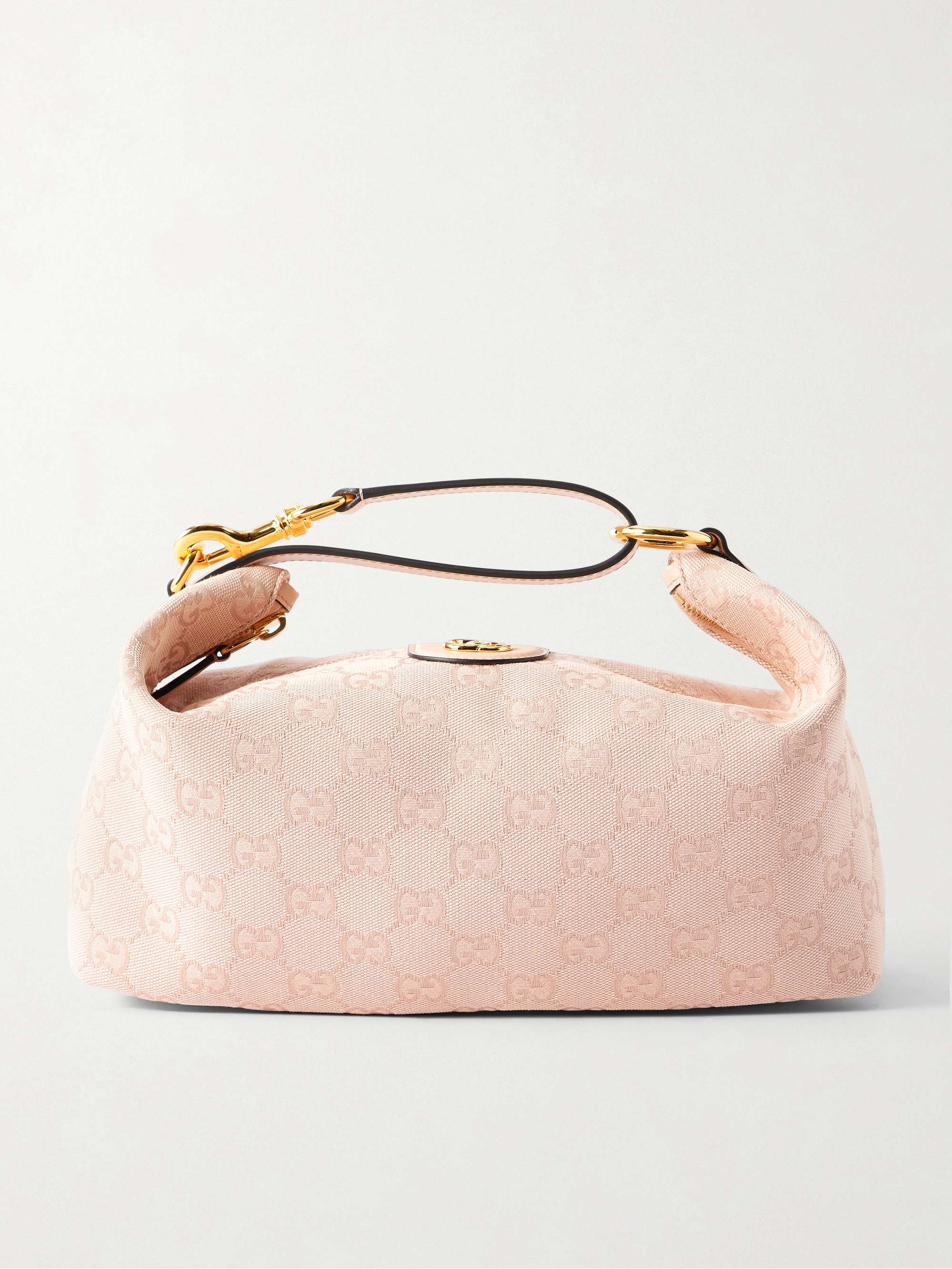 GUCCI Ophidia leather-trimmed canvas-jacquard clutch | NET-A-PORTER