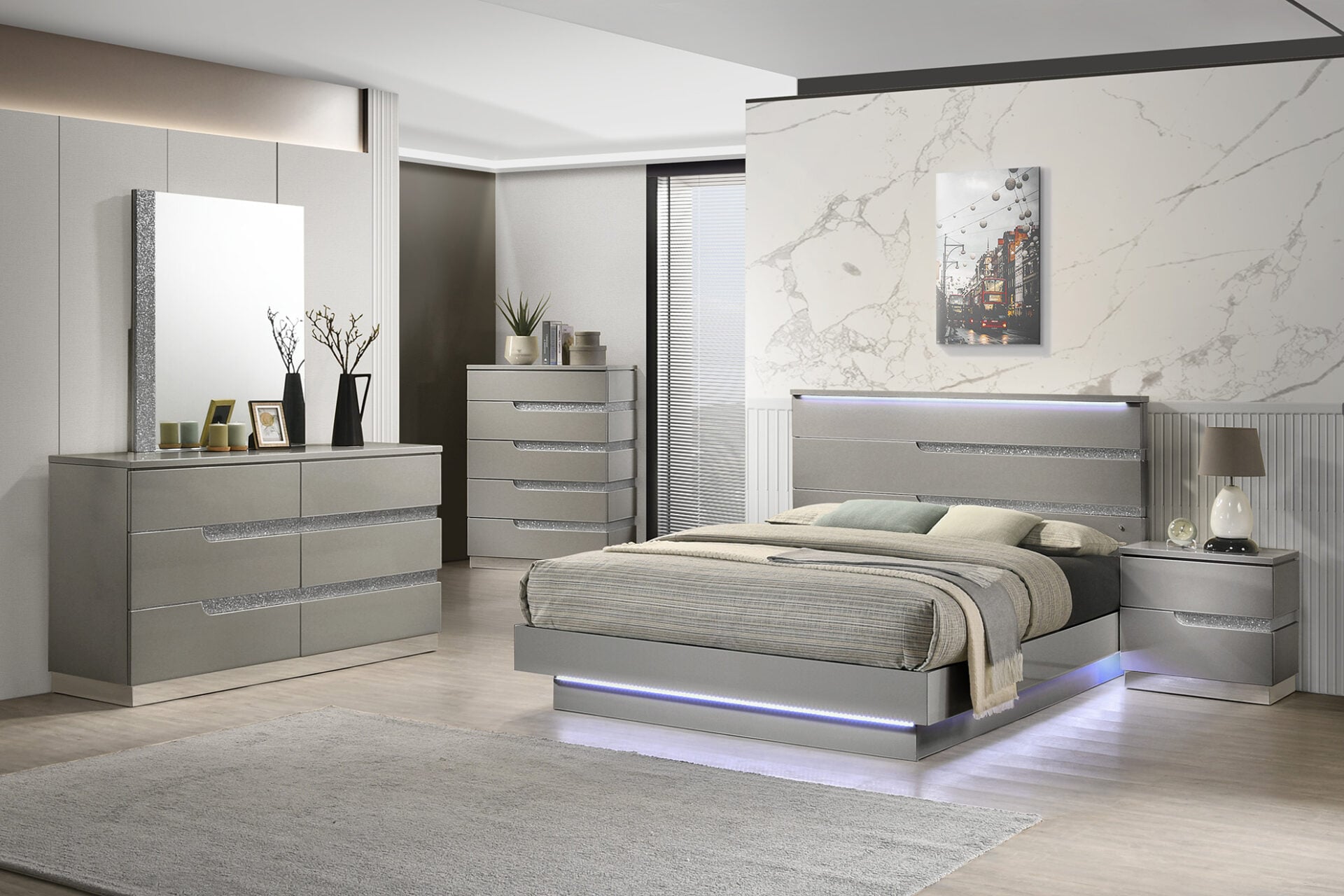 Paradox White Bedroom Collection - New Classic Furniture