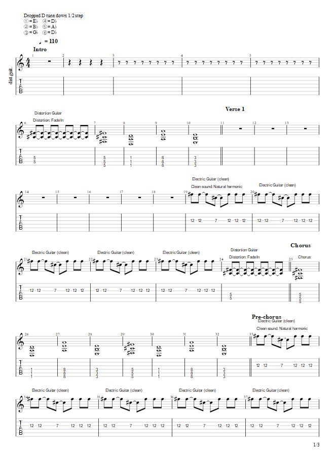 Numb/Linkin Parkリンキンパーク】エレキギターでカンタンに弾けるtab