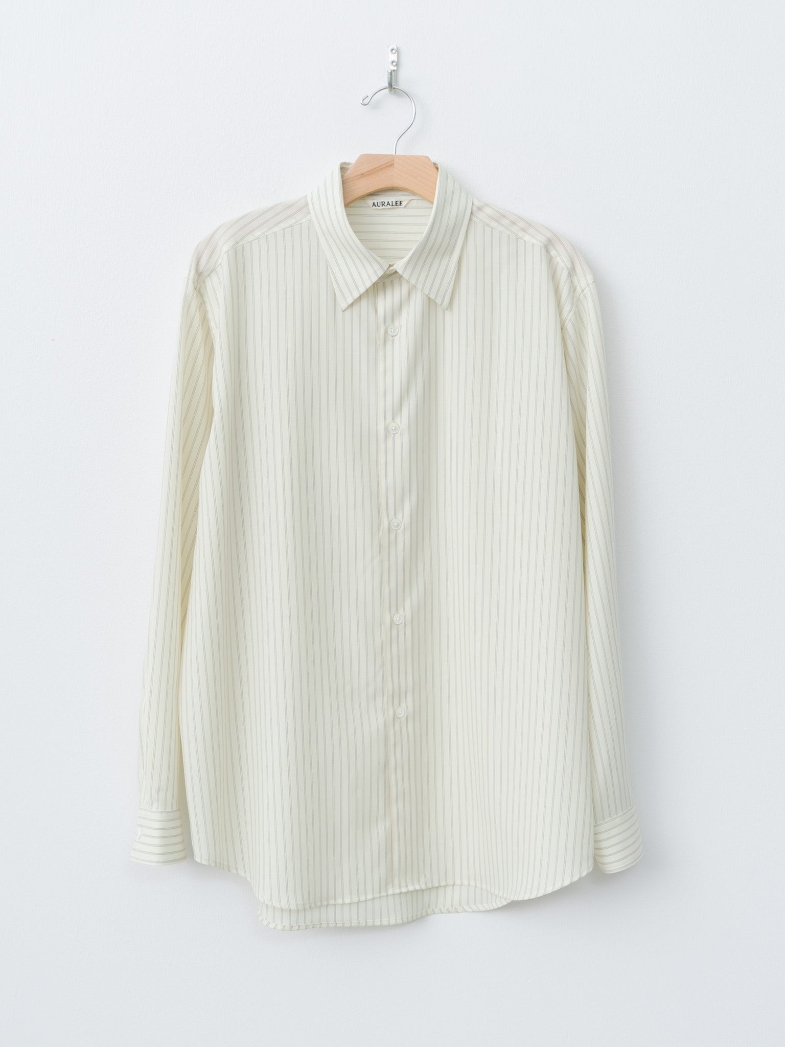 Namu Shop - Auralee Super Fine Wool Stripe Shirt - Ivory Stripe