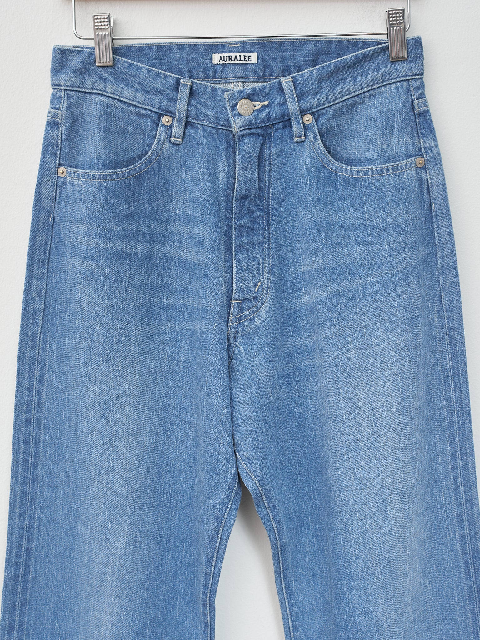 Namu Shop - Auralee Selvedge Faded Light Denim Pants - Light Indigo