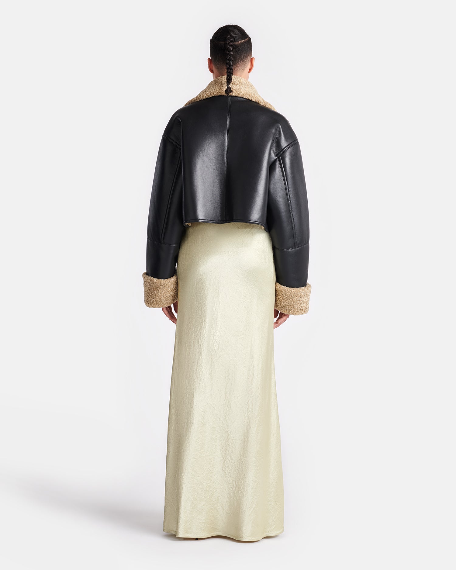 Jemma - Bonded Shearling Jacket - Cornstalk/Black – Nanushka