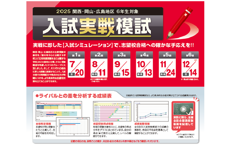 2025年度 6年生入試実戦模試日程 - 日能研関西 web教室ブログ