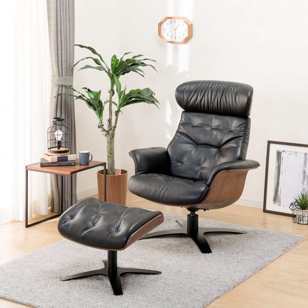 ニトリ パーソナルチェアオットマンセット(Nマーシャル BK/Nマーシャル