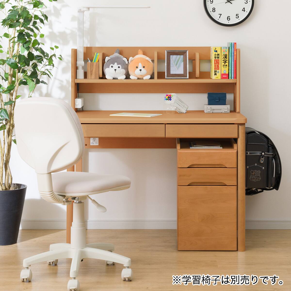 スタンダードデスク ワゴン + ライトコンセントBOX付き (メルシーQ LBR