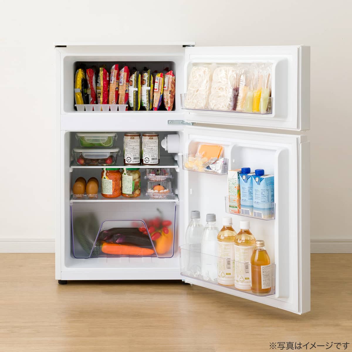 88L 直冷式 2ドア 冷凍冷蔵庫 (GZ2G04 右開き ホワイト)(リサイクル