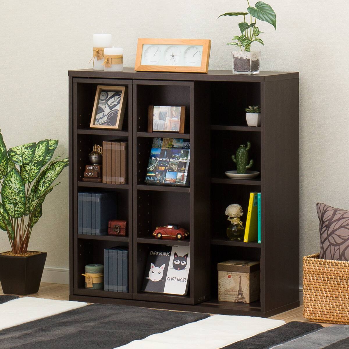 ニトリ スライド本棚(モッサ 80 DBR) - 通販 | 家具とインテリアの通販