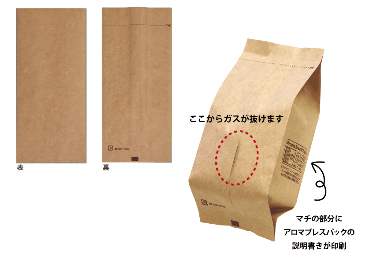 アロマブレスパック100～120gガゼット袋 クラフト｜ニコノスオンライン