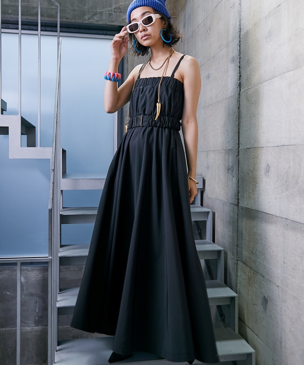 ベアトップマキシワンピース(共布ベルト付)＜大きいサイズ有＞GEVS