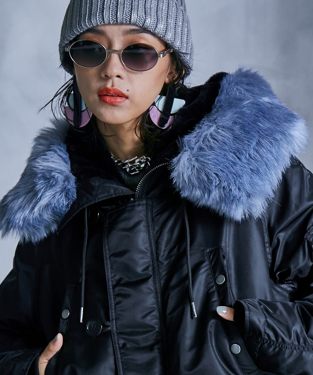 カラーフェイクファー付N‐3Bブルゾンコート＜大きいサイズ有＞GEVS