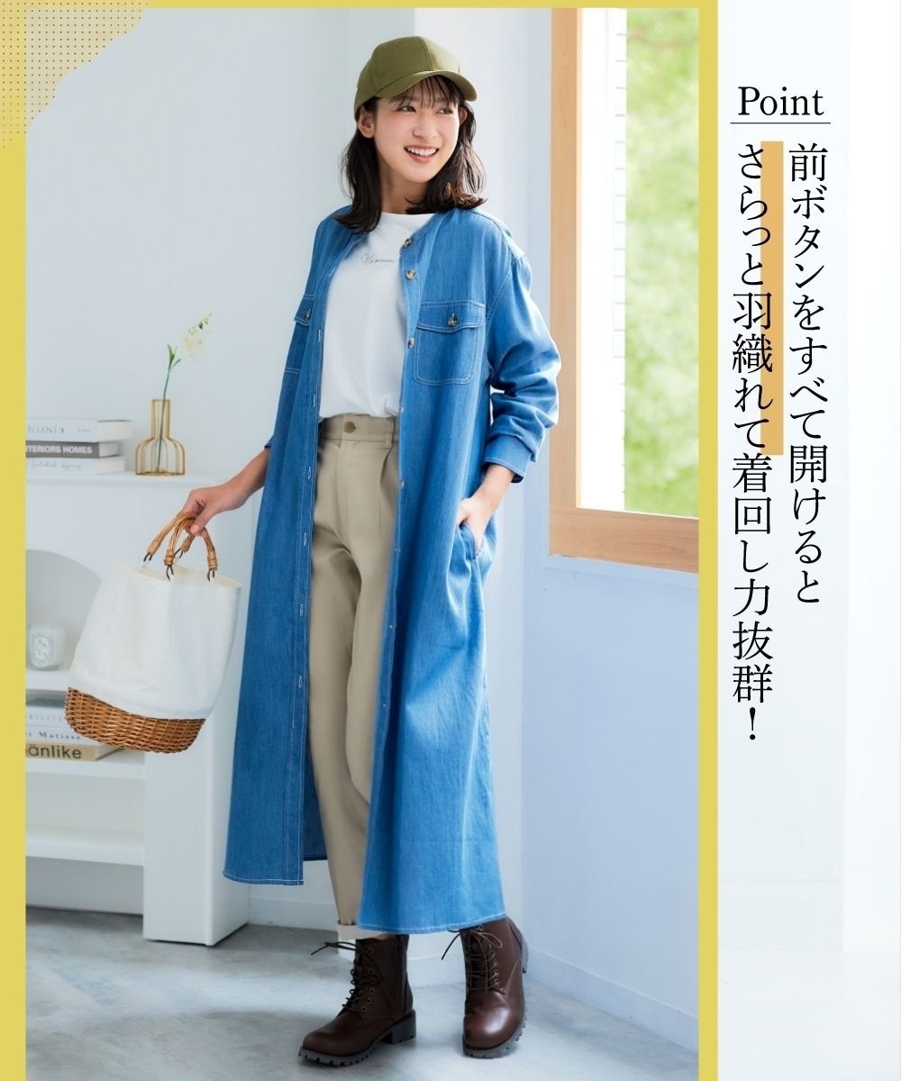 綿100％ダブルポケットデニムワンピース＜大きいサイズ有＞ 通販