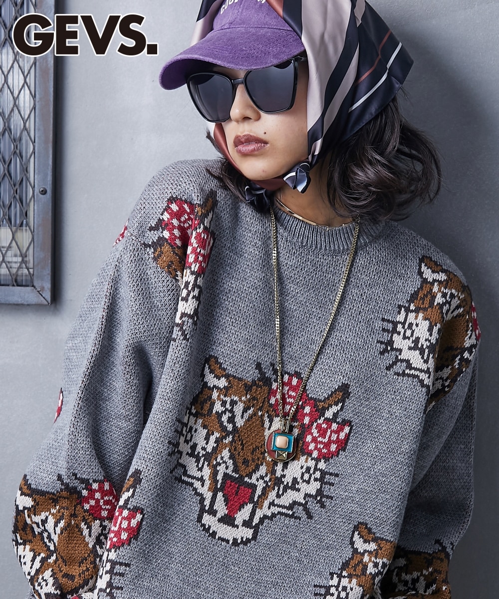 トラ柄ジャガードニットプルオーバー＜大きいサイズ有＞GEVS. 通販