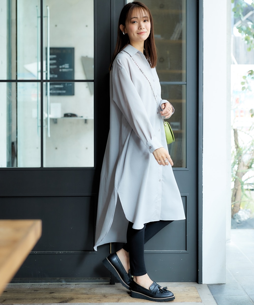 シャツワンピースセットアップ（シャツワンピース＋スリットレギンス