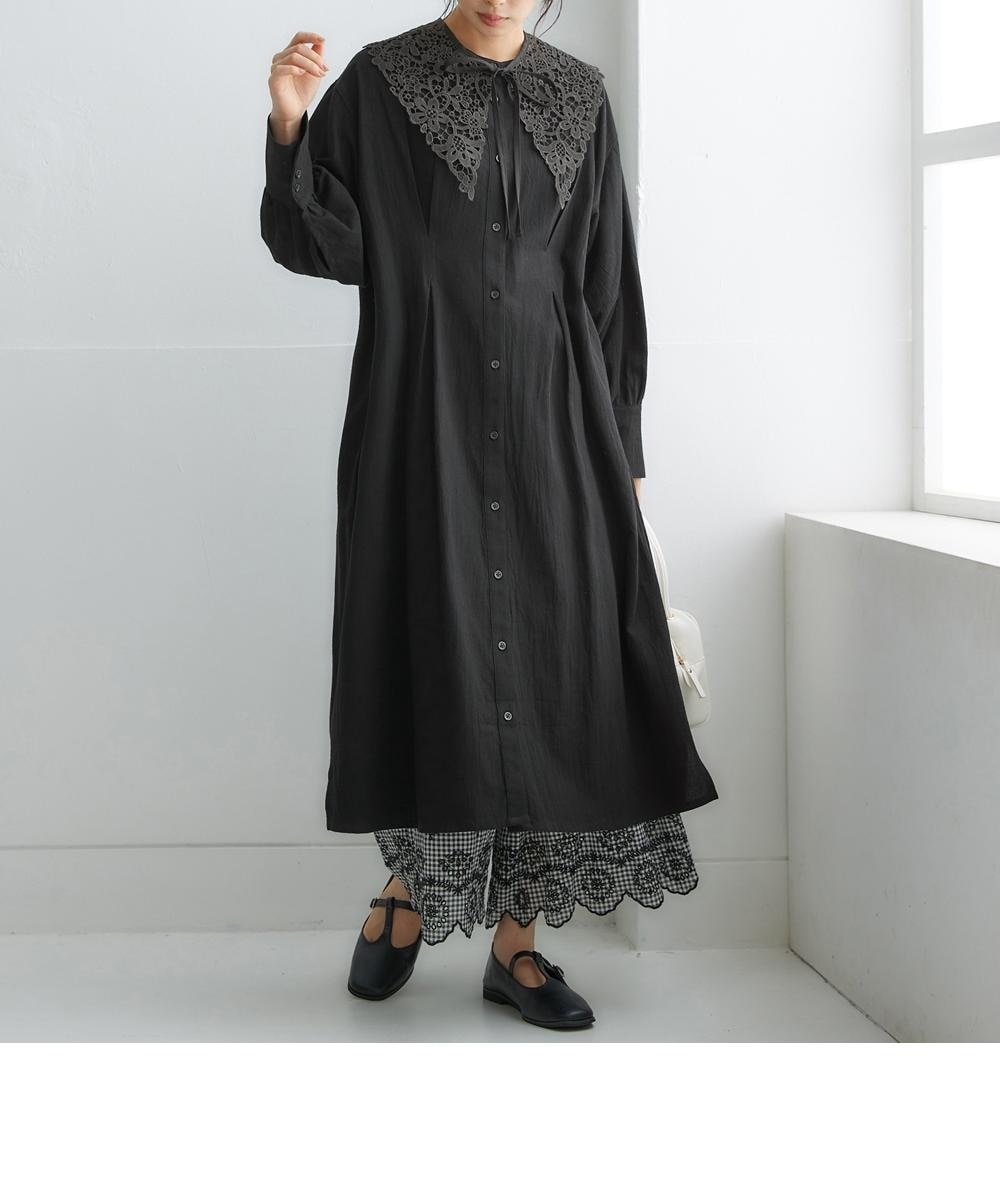 レース衿付ボリューム袖ワンピース 通販【ニッセン】