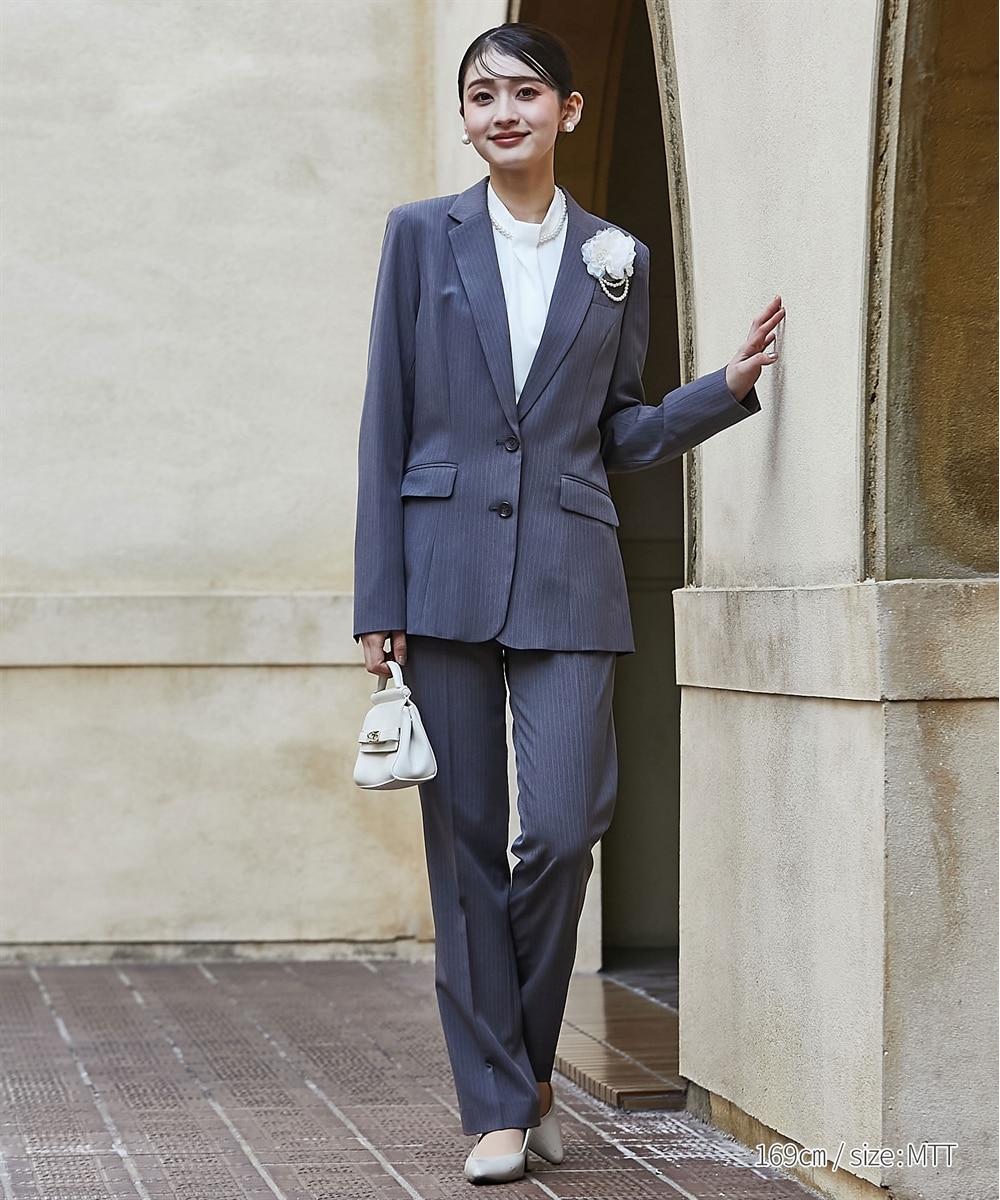 高身長 【レディーススーツ】洗えるパンツスーツ（ロング丈テーラード