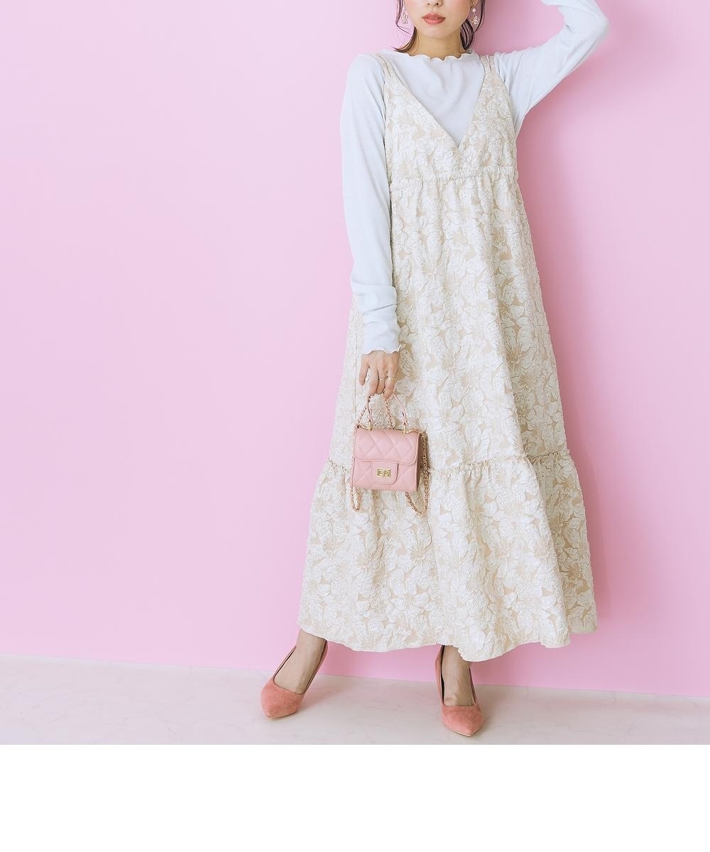 大きいサイズ 花柄ジャガードキャミワンピース marun 通販【ニッセン】