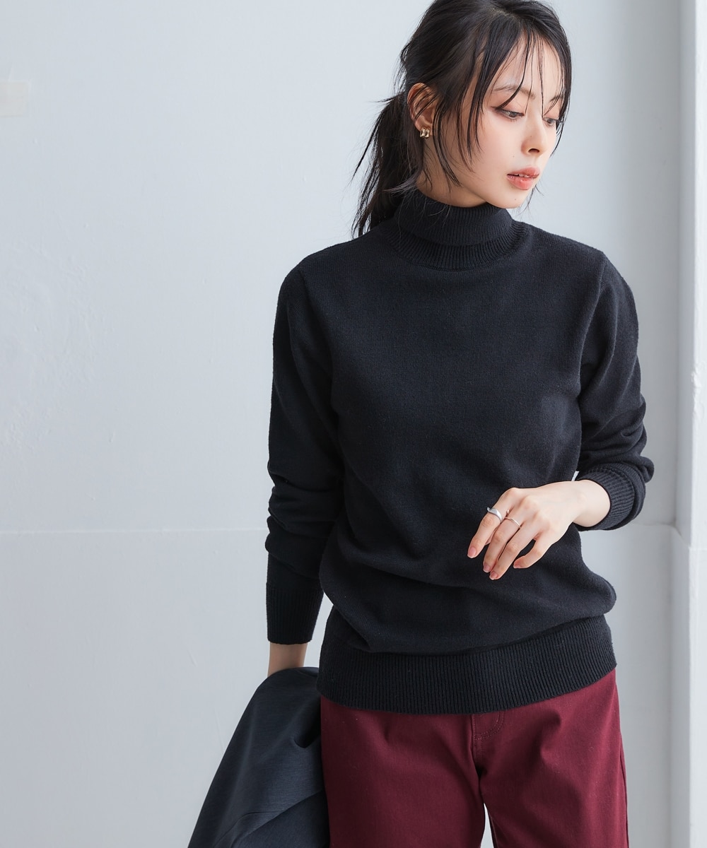 洗えるタートルネックニット【毛玉になりにくいふんわりもちもち素材