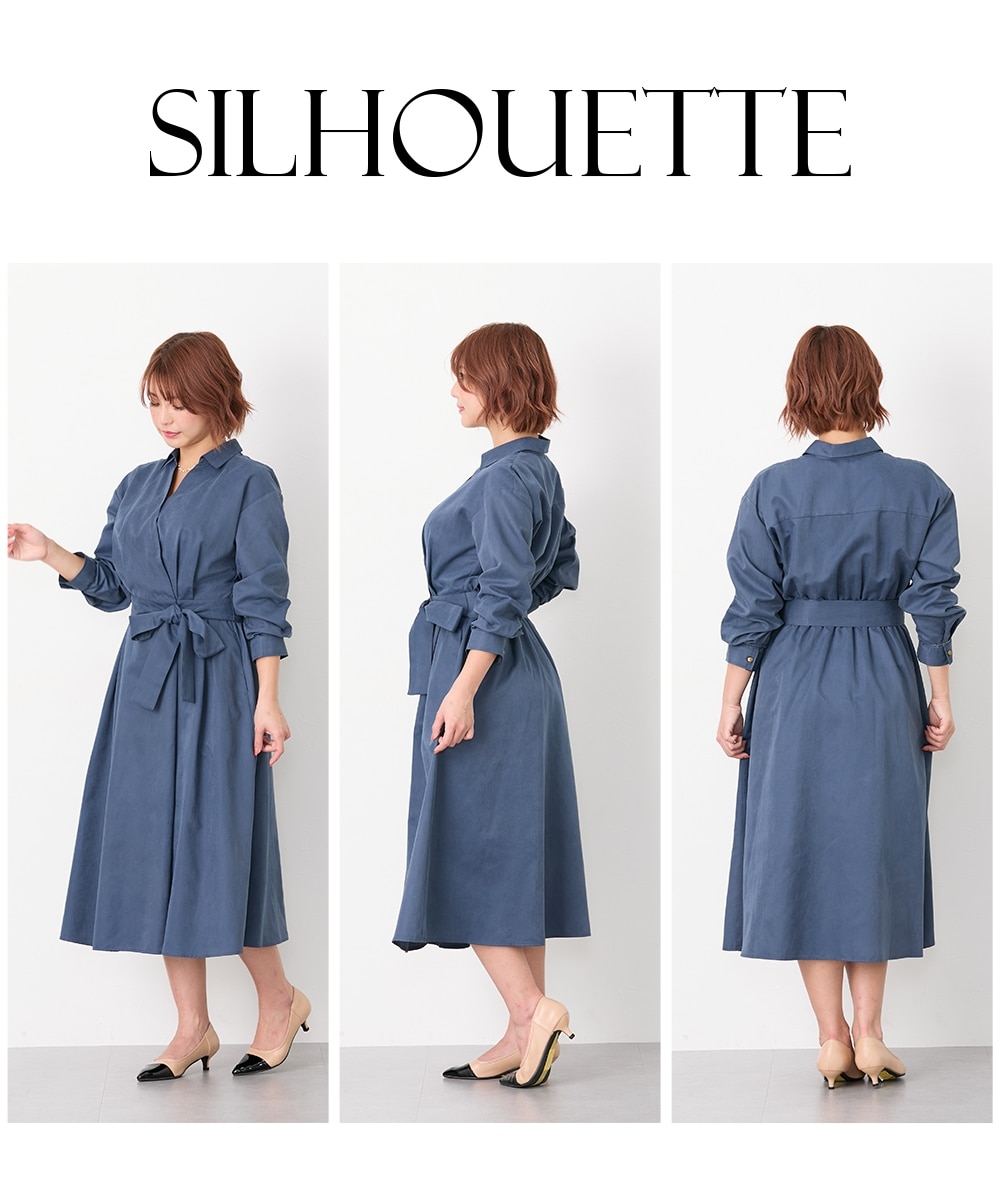 大きい胸専用】長袖カシュクールワンピース（ポケット付） 通販