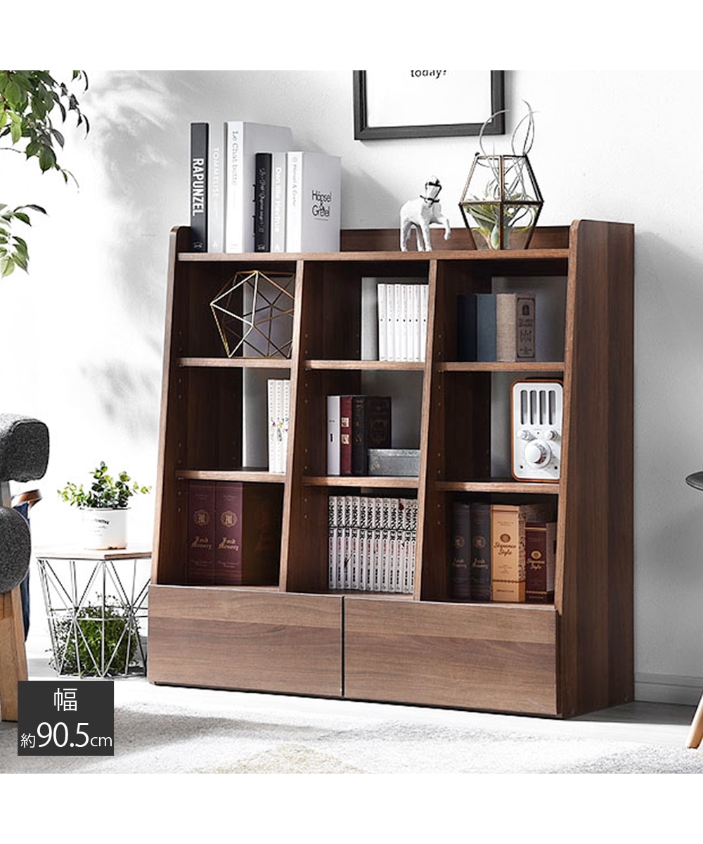 綺麗な木目調柄の可動棚・引き出し付きデザインラック 通販【ニッセン】