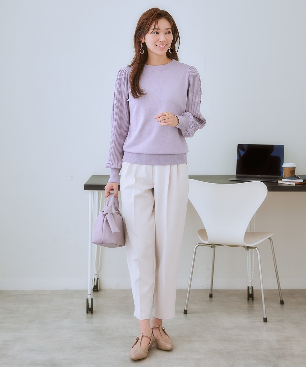 ストレッチダブルクロスツータックテーパードパンツ（しわになりにくい