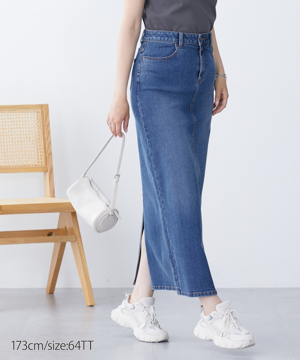 高身長 すごのびストレッチデニムマキシスカート （トールサイズ）（旧