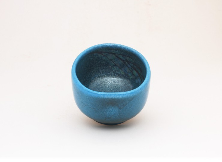 丸湯呑（こもれ陽｜小｜ブルー）【陶器製】 | 布引焼窯元