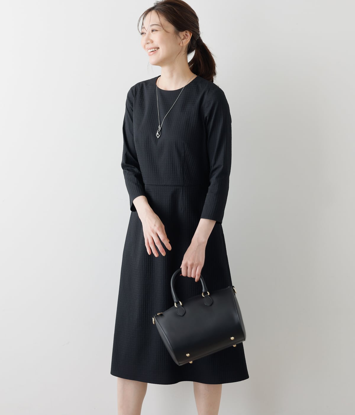 ジオメトリックジャカード 7分袖ワンピース(51443121-2024