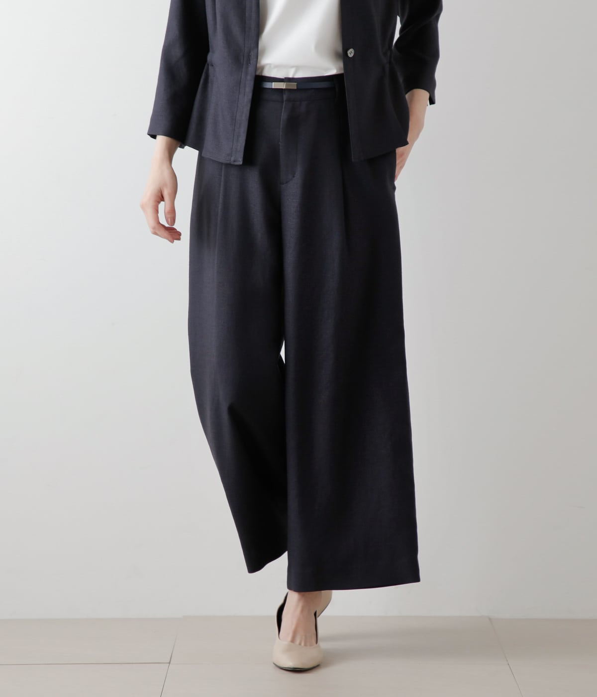 リネンライククロス タックガウチョパンツ(51332150-2024