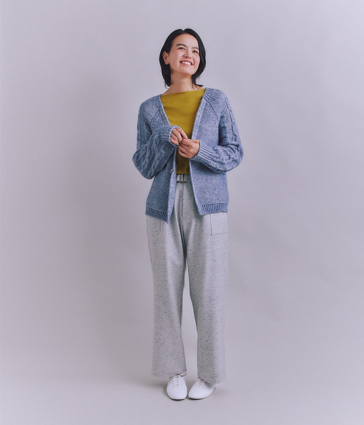 Cotton Alpaca ケーブルラグランニットカーディガン(37716751-2025