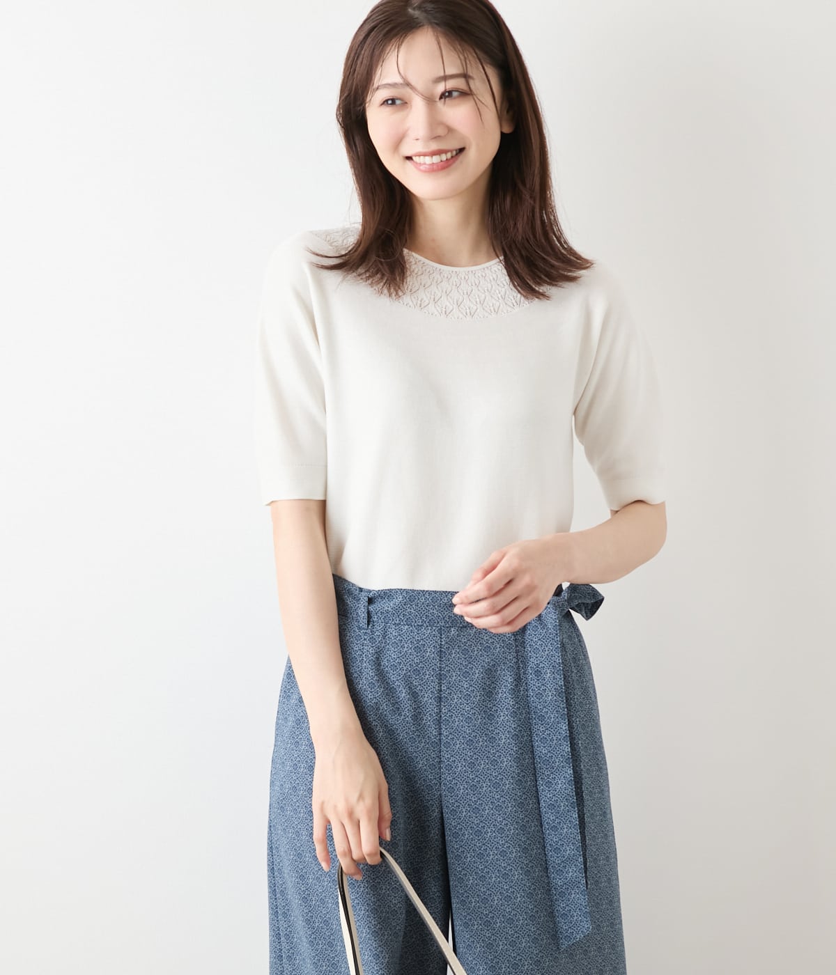 L】TCホールガーメント(R) 求心透かし柄5分袖プルオーバー(54725670