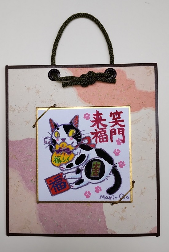 Mari-Q。】手描き豆色紙4点・福ねこ柄ポストカード3種入荷♪