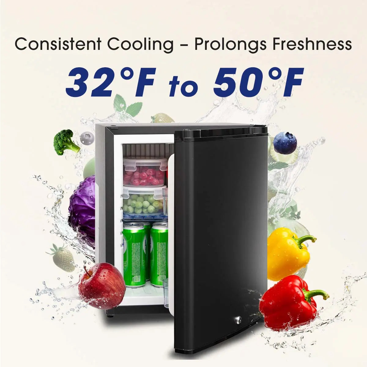 SMAD 1.0 cu.ft Silent Mini Fridge, Absorption Bedside Refrigerator