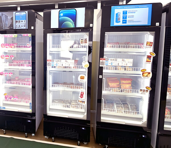 大型冷蔵庫。無人販売。スマリテ SR426WSF 冷却冷蔵庫冷凍庫モニター