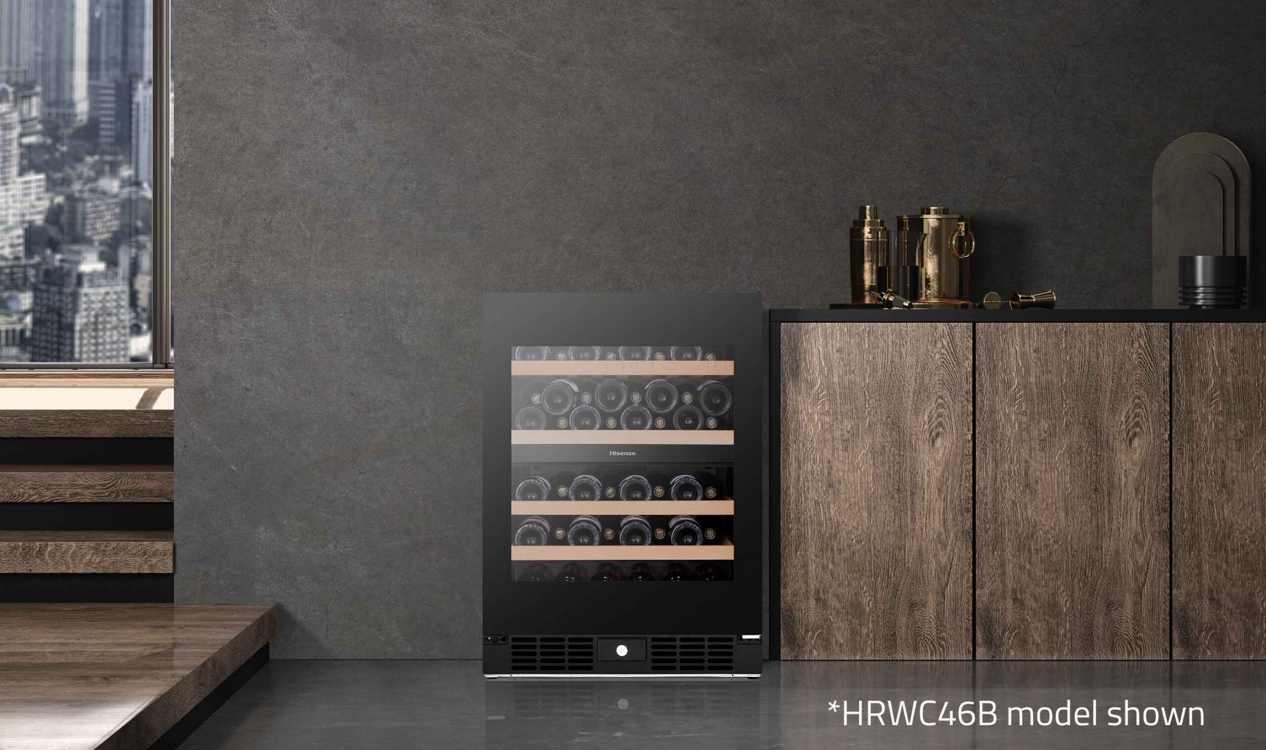 Hisense HRWC46B 46 Bottle Dual-Zone Wine Cabinet - Black -