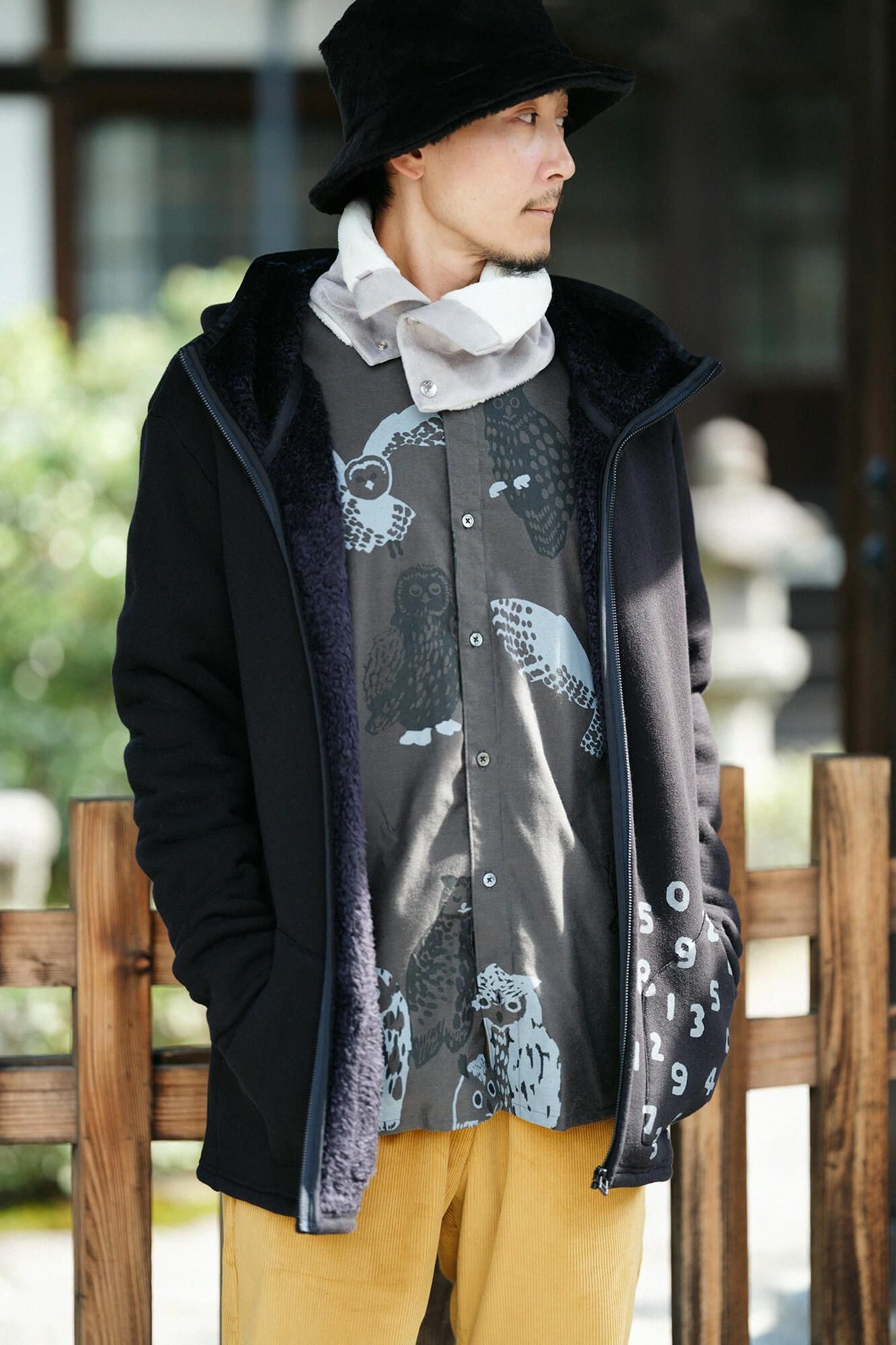 フェイクファー リバーシブルネックウォーマー／桜鼠（さくらねず）×つくも