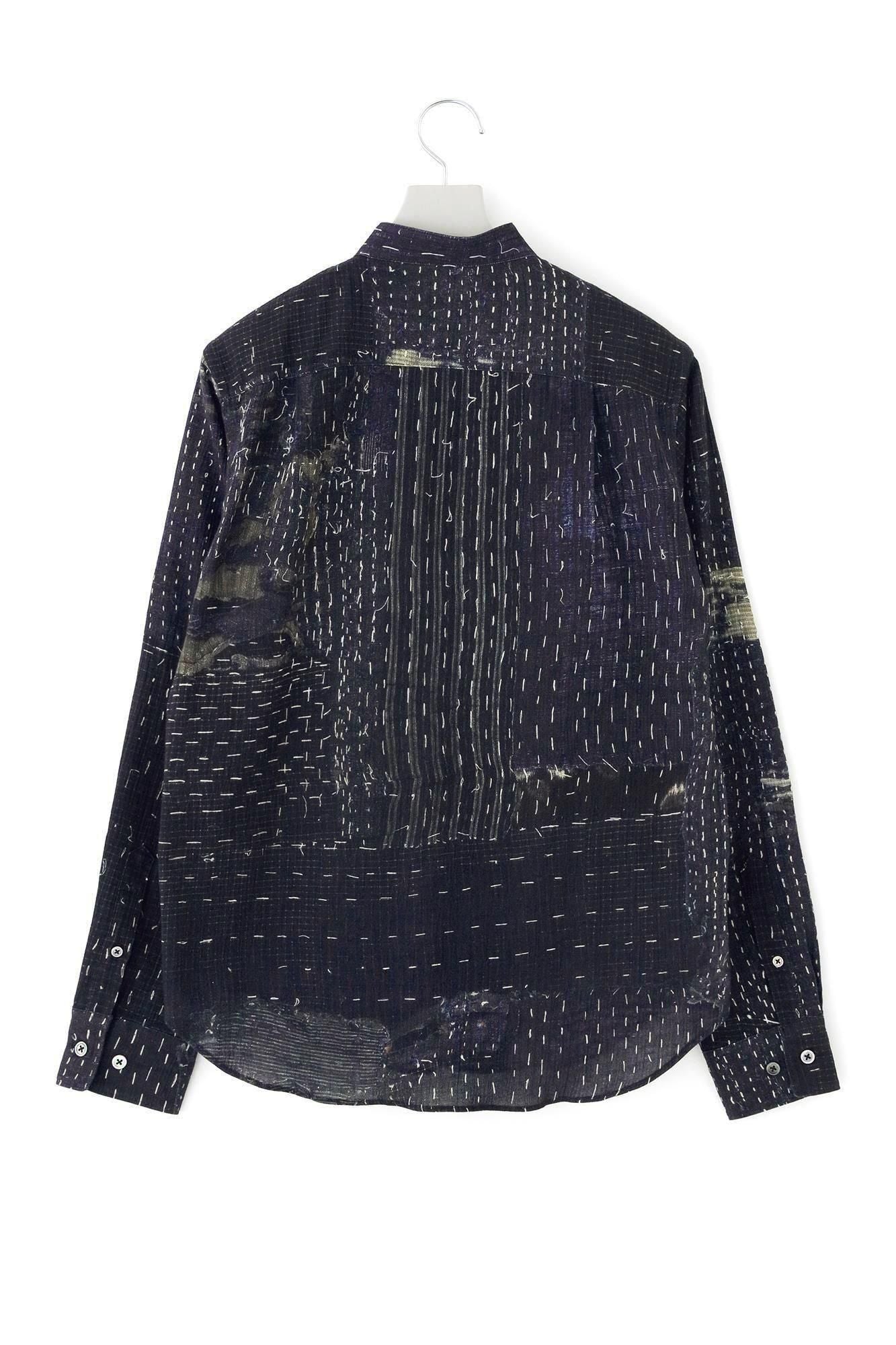 3月17日頃発送予定】高島縮 20/20 スタンドカラーシャツ／BORO III IJ