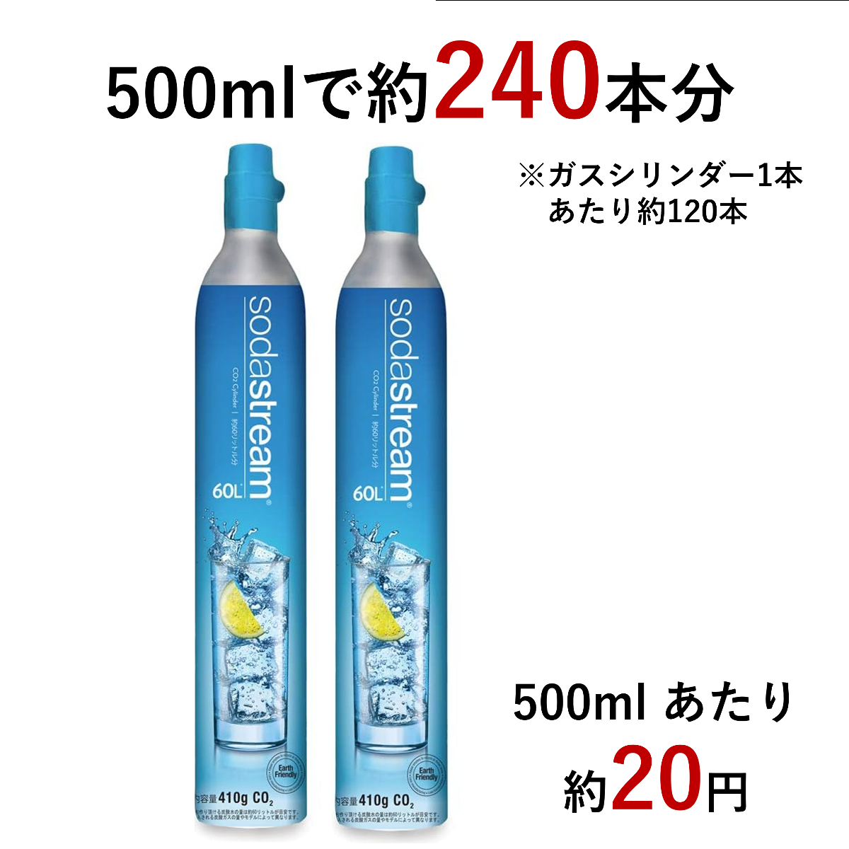 ソーダストリーム SodaStream / 【交換用】ガスシリンダー 60L×2本セット