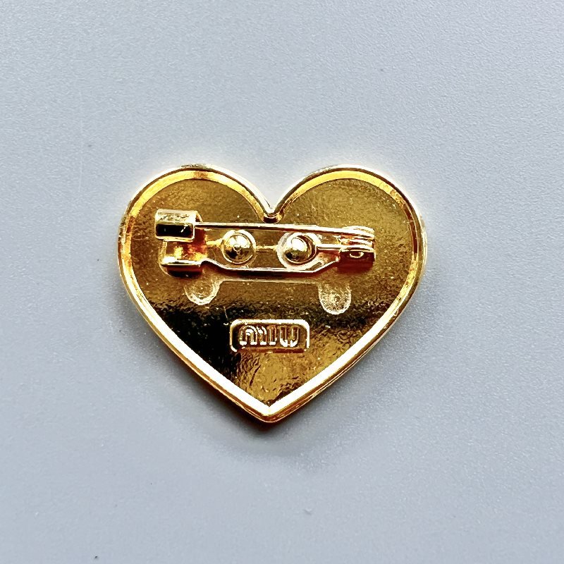 Gold tone Miu Miu Embellished heart brooch - Brooches for women
