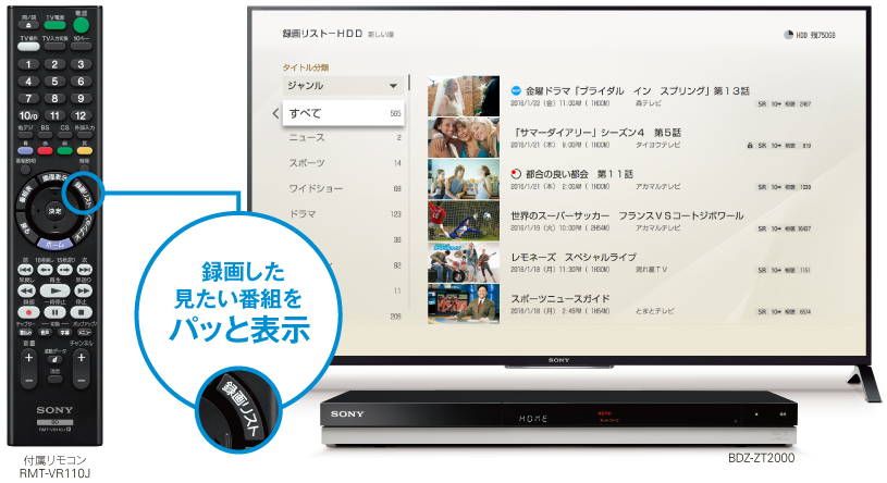 BDZ-ZW1000/BDZ-ZW500 特長 : パッと見る | ブルーレイディスク